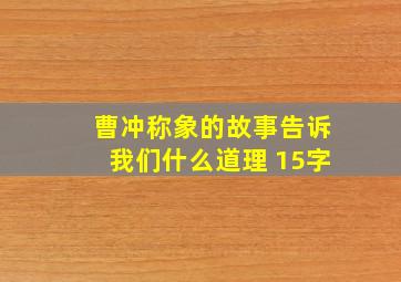 曹冲称象的故事告诉我们什么道理 15字